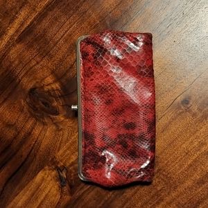 HOBO International Lauren Leather Clutch Wallet Red Sandsnake Print